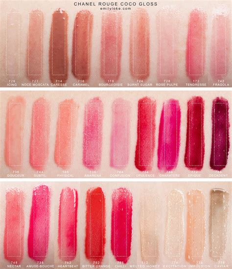 chanel gloss swatches|best Chanel lip gloss color.